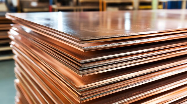 Stack of Beryllium copper boards clean and polished in