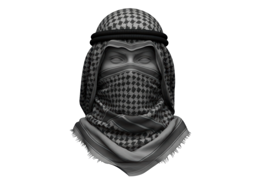 Isolated Detailed Keffiyeh Headdress Traditional Arab