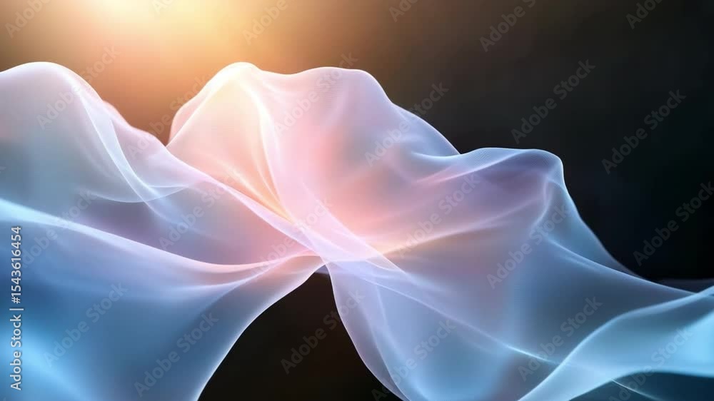 Poster abstract silk: an evocative image of flowing, ethereal silk, subtly illuminated to create a sense of