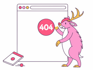 Funny missing page concept with illustrated creature and modern button on clean layout