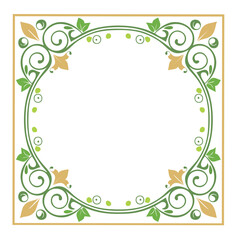 Elegant green and gold floral frame border design