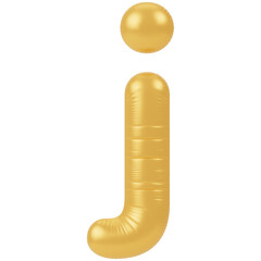 Balloon Letter Lowercase j 3d render icon in gold style minimal isolated on transparent white background	
