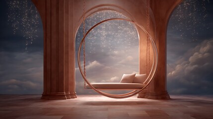 interior swing background swing hanging from the roof in different unique style and in different technological background 