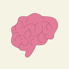 human brain cartoon isolated, vector illustration