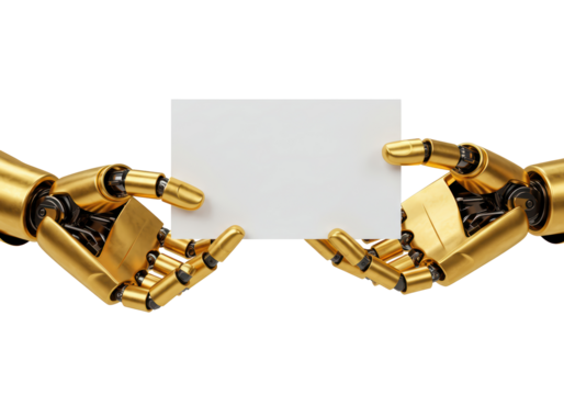 Isolated Robot Hands Holding Blank Card Future - Powered by Adobe