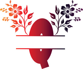 Floral Q Logo with Red and Purple Gradient
