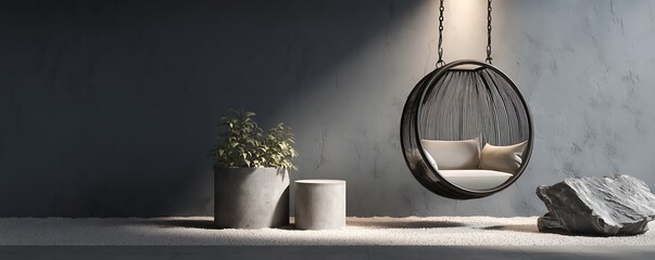 interior swing background swing hanging from the roof in different unique style and in different technological background 
