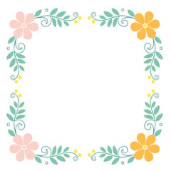 Floral frame pastel flowers spring border design