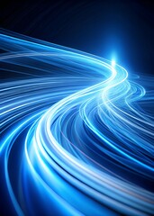 Blue light trails forming an abstract wave with subtle depth of field.