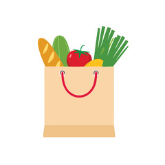 Fresh groceries in paper bag healthy food shopping