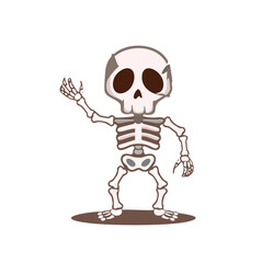Friendly cartoon skeleton waving hello halloween