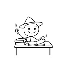 Smiling Man Reading a Book 