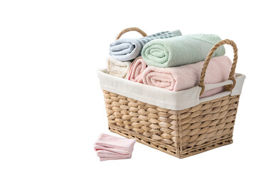 Laundry basket with towels household chores PNG Image 