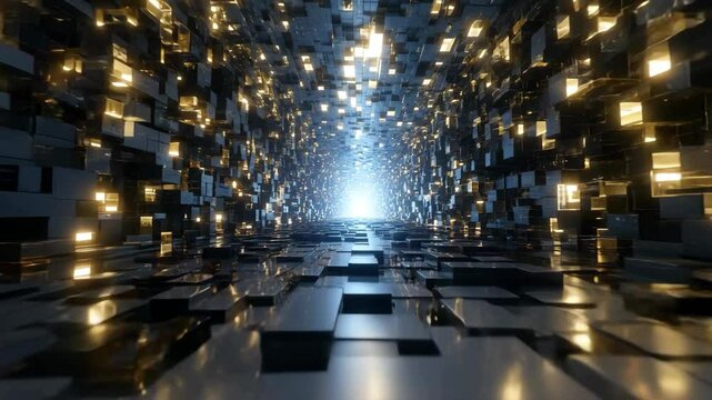 Sci-Fi Tech Vortex with Light at End
