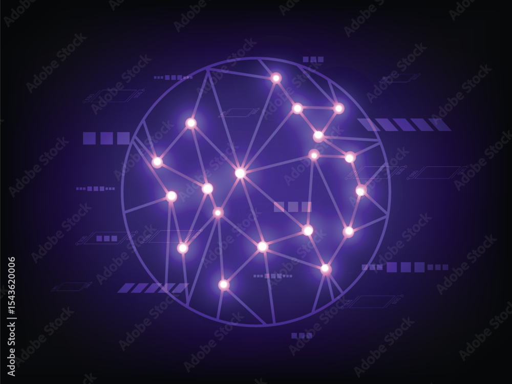 Poster concept of global technology and communication abstract background, cyberspace network. modern illus