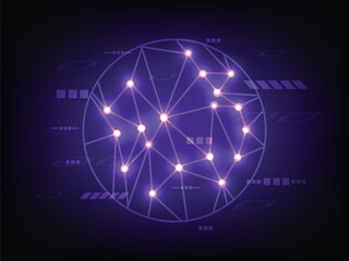 Concept of global technology and communication abstract background, cyberspace network. Modern illustration, futuristic earth, computer for business network, internet, innovation, planet, togeterness.