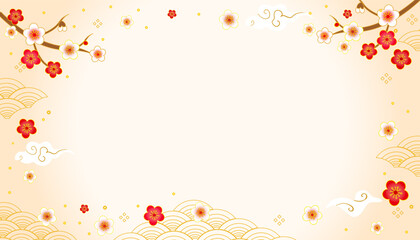Chinese new year  with Cherry Blossoms  festive gold background