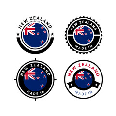 National flag of the New Zealand, set flat icons