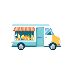 Mobile food truck selling fresh baked goods and drinks