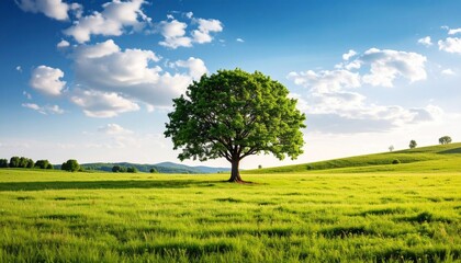 Obraz premium green field and blue sky