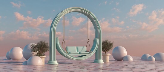 interior swing background swing hanging from the roof in different unique style and in different technological background 