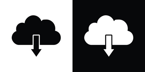 Download from Cloud icon collection. line stroke icon. EPS 10