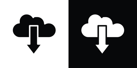 Download from Cloud icon collection. line stroke icon. EPS 10