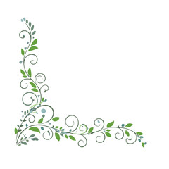 Elegant green floral corner design element