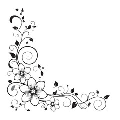 Elegant black and white floral corner design