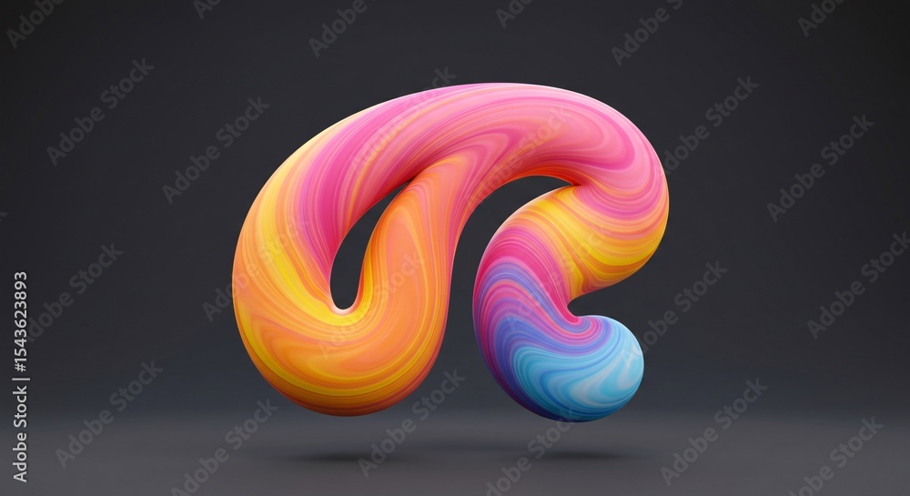Aufkleber abstract colorful shape with smooth gradient flowing curves on a dark background