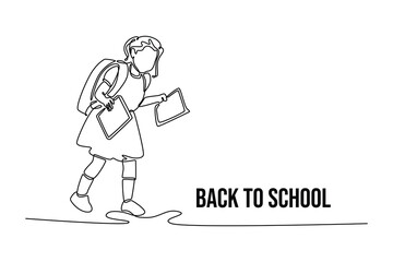Back to school concept. Single line draw design. Vector graphic illustration