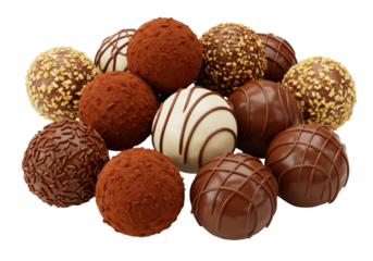 Isolated Assortment of Gourmet Chocolate Truffles with Various Toppings