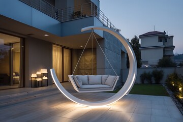 interior swing background swing hanging from the roof in different unique style and in different technological background 
