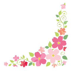 Obraz premium Pretty pink flowers corner design floral border