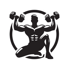gym workouts vector silhouette clip art logo design illustration