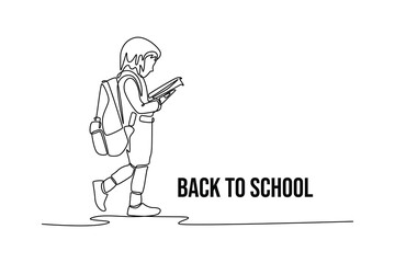 Back to school concept. Single line draw design. Vector graphic illustration