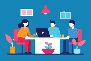 Coworking office environment with modern desk setup  