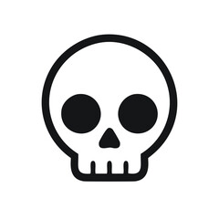 Simple black and white cartoon skull icon