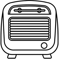 Space Heater with Vent Grill and Controls – Vector Line Illustration
