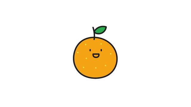 orange fruit animation . cartoon orange icon animation. transparent background. 