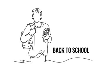 Back to school concept. Single line draw design. Vector graphic illustration
