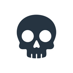Simple dark skull icon halloween danger warning symbol
