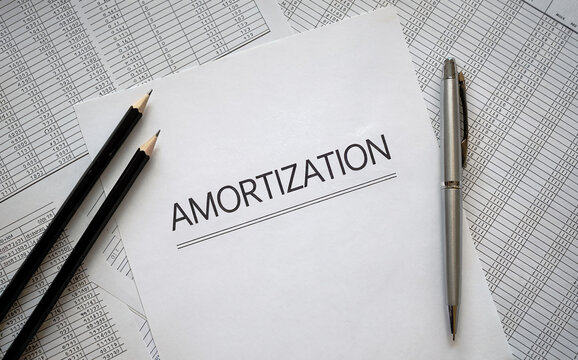 Amortization Financial Concept with Document and Writing Tools