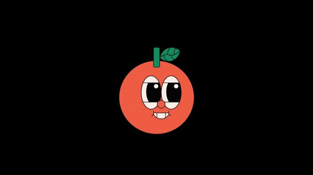 orange fruit animation . cartoon orange icon animation. transparent background. 