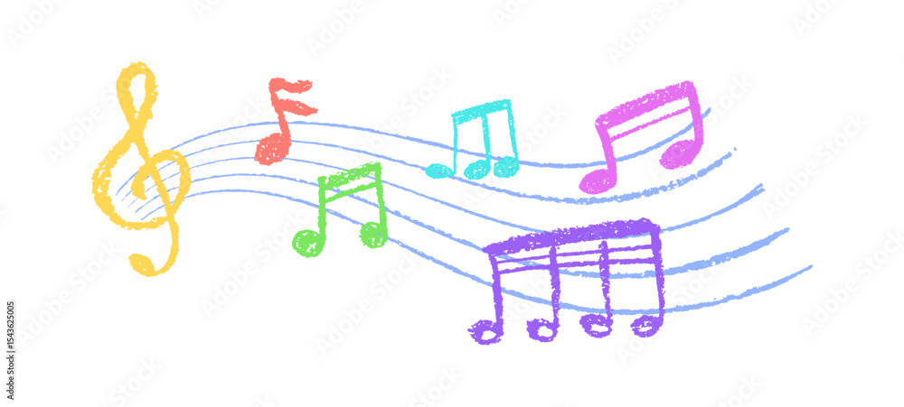Aufkleber vector of music notes in charcoal scribble texture. handwritten pop style on white background with v