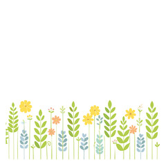 Obraz premium Spring floral border design pastel flowers white background