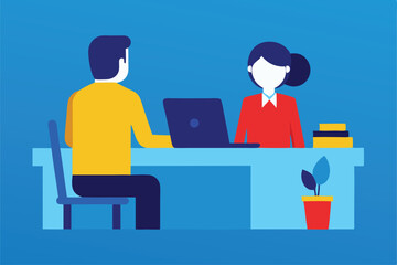Obraz premium Financial advisor discussing data with client at office desk 