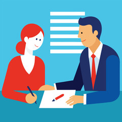 Formal business meeting with contract signing moment in office  