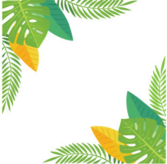 Tropical leaves corner frame summer design