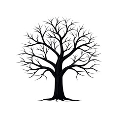 Obraz premium Black silhouette of a bare tree